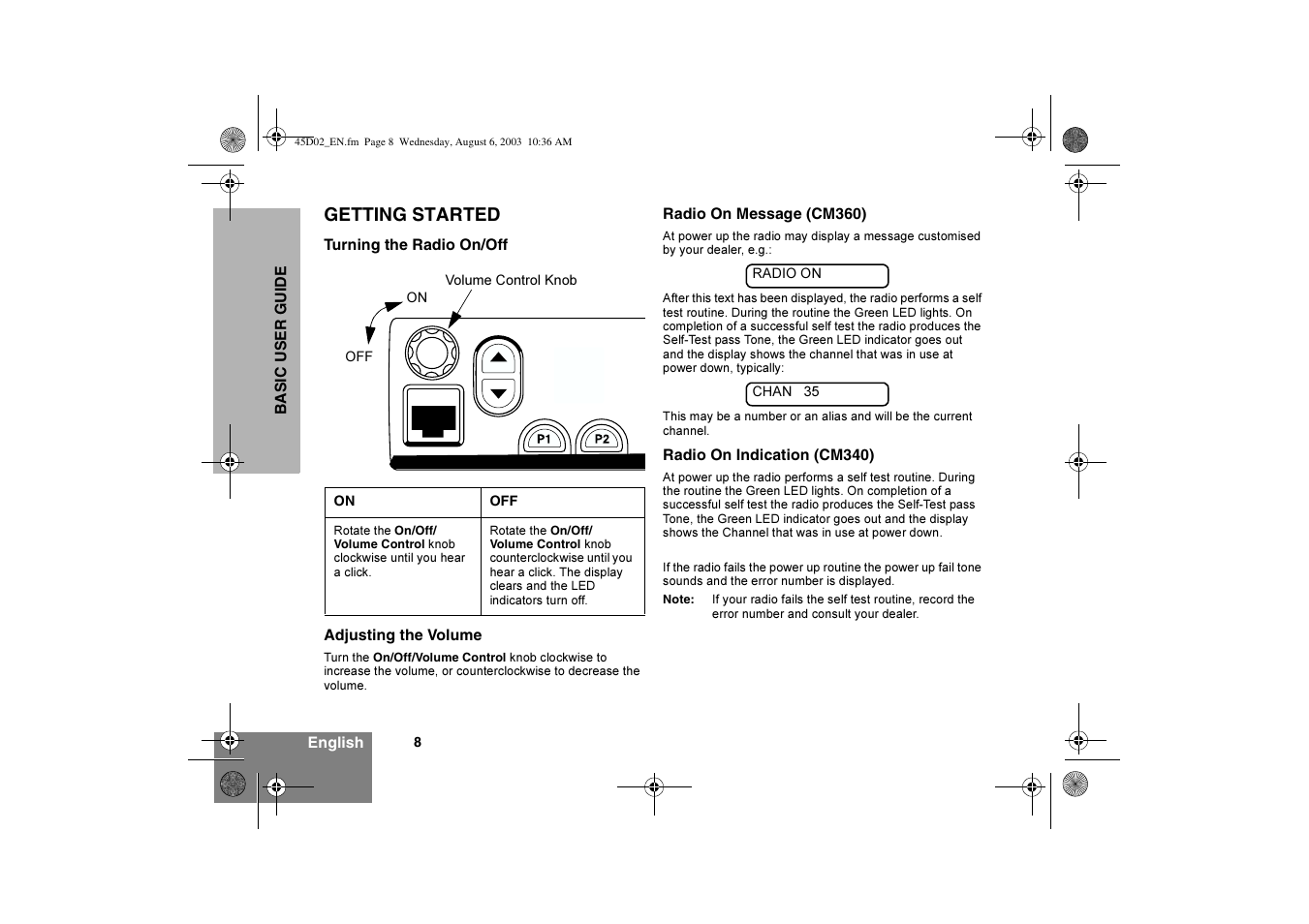 Getting started | Motorola CM340 User Manual | Page 10 / 184