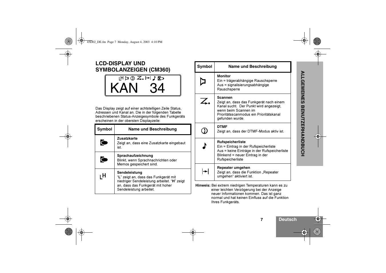 Chan 34 kan 34 | Motorola CM340 User Manual | Page 19 / 184