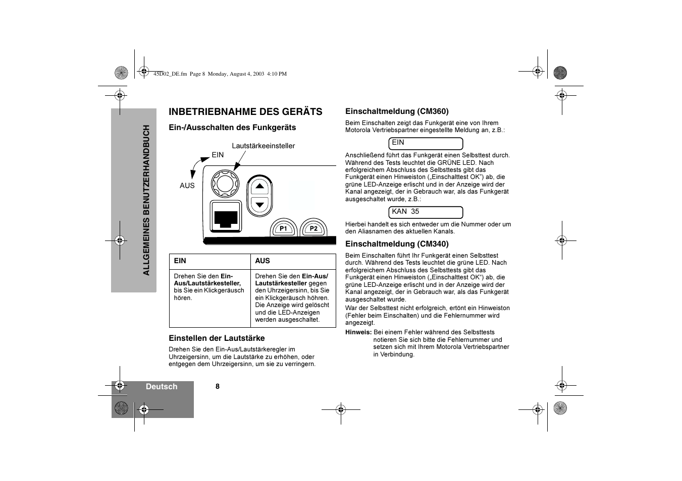 Motorola CM340 User Manual | Page 20 / 184