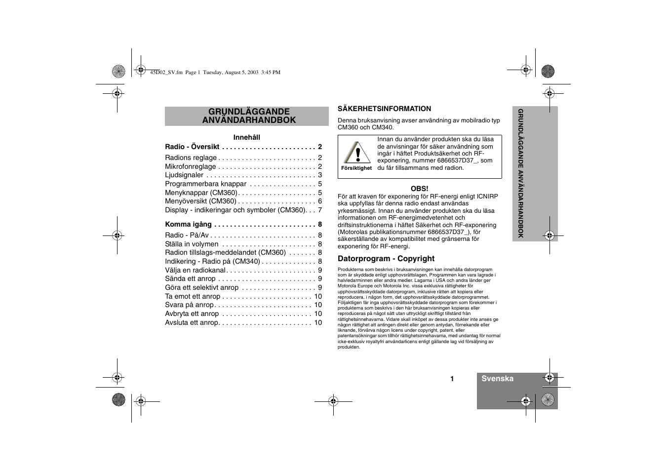 Motorola CM340 User Manual | Page 73 / 184