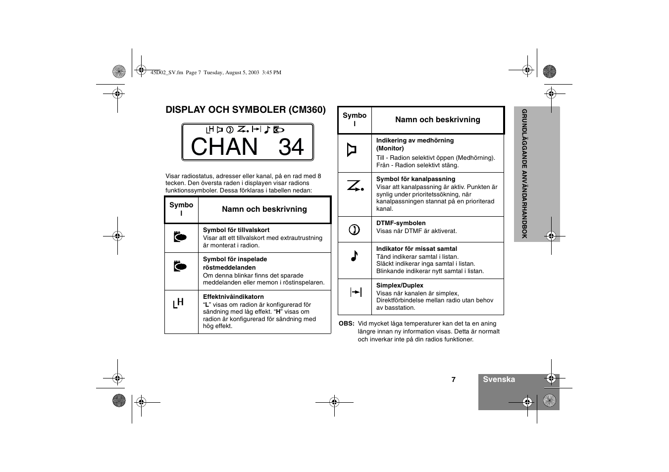 Chan 34 | Motorola CM340 User Manual | Page 79 / 184