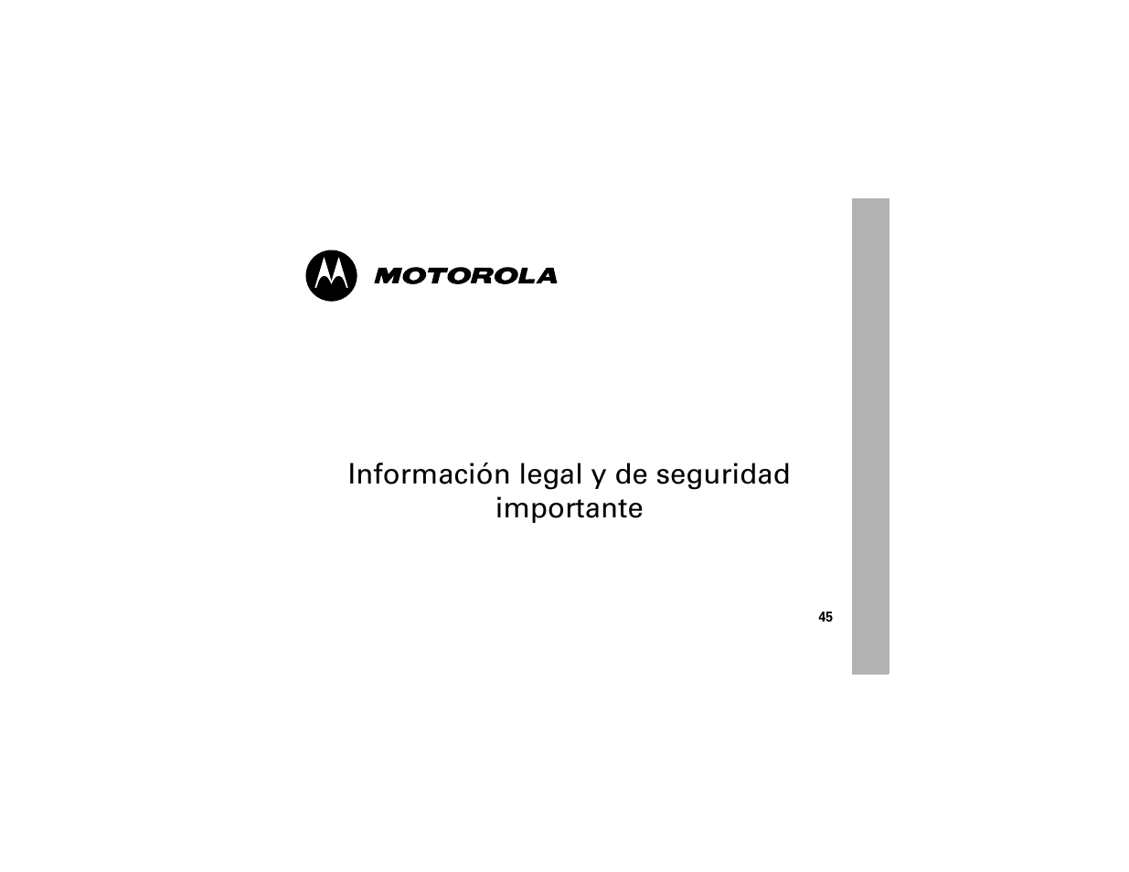 Información legal y de seguridad importante | Motorola Evoke 68000201338-C User Manual | Page 109 / 128