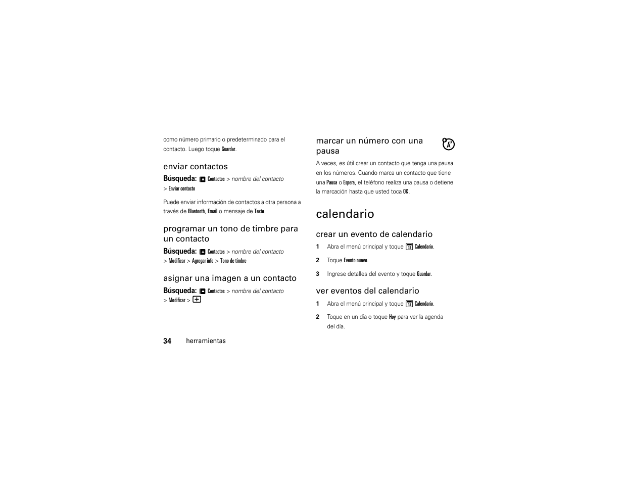 Calendario | Motorola Evoke 68000201338-C User Manual | Page 98 / 128