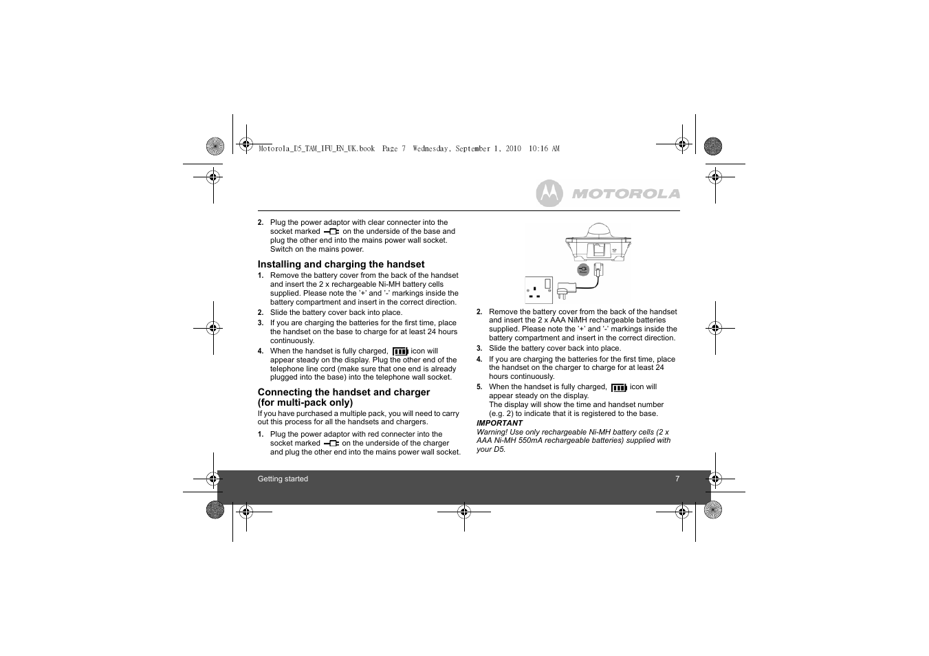 Motorola Digital Cordless Telephone with Digital Answering Machine D511 User Manual | Page 7 / 45