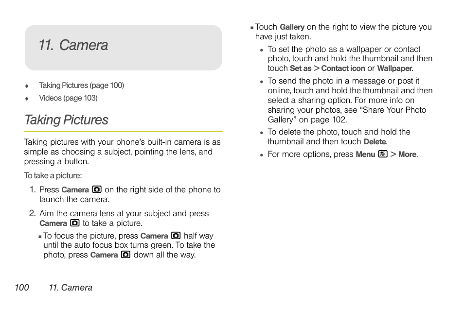 Camera, Taking pictures | Motorola I1 User Manual | Page 110 / 151