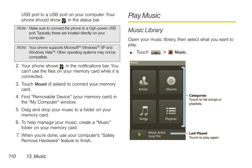 Play music, Music library | Motorola I1 User Manual | Page 120 / 151