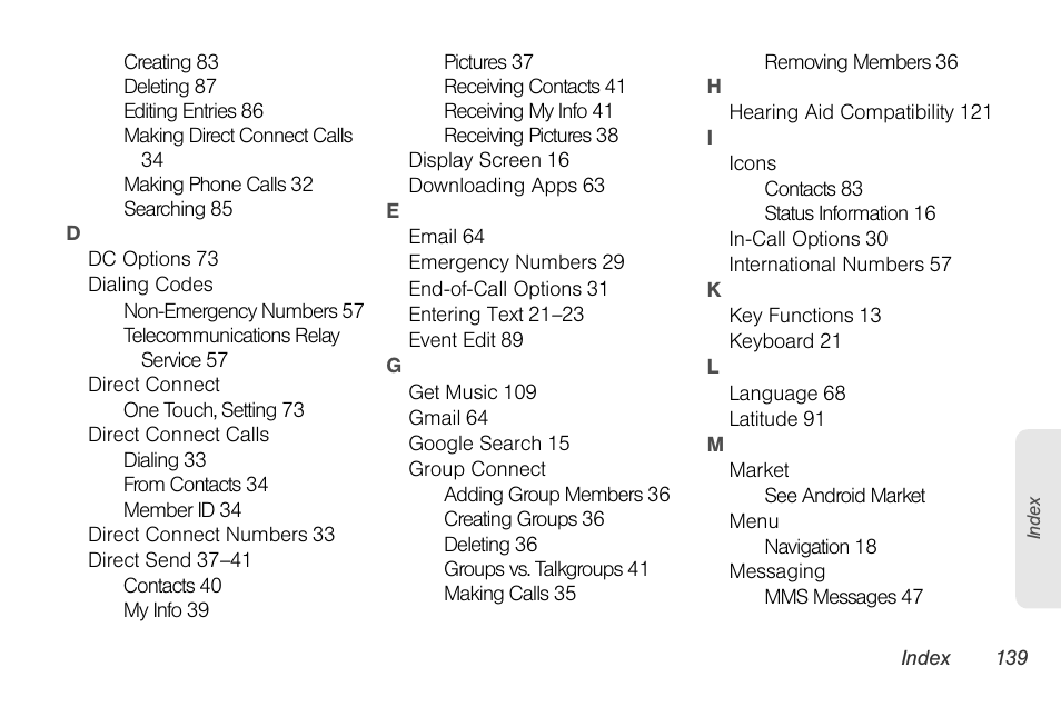 Motorola I1 User Manual | Page 149 / 151