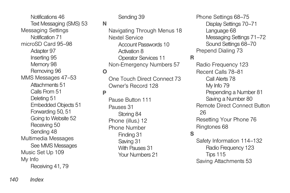 Motorola I1 User Manual | Page 150 / 151