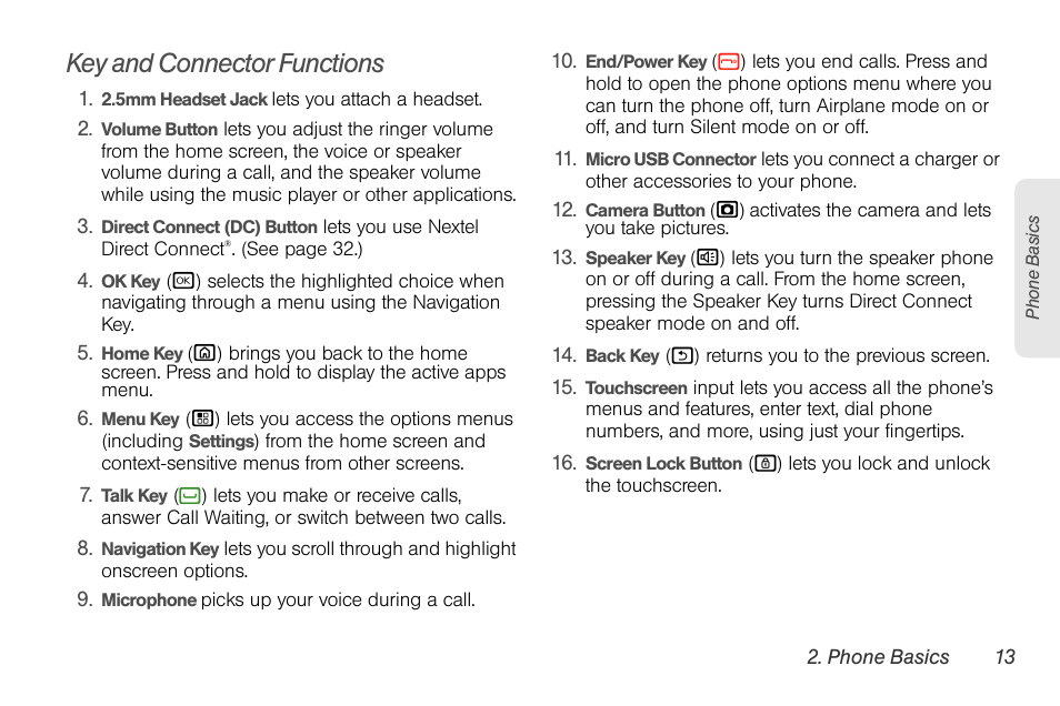 Key and connector functions | Motorola I1 User Manual | Page 23 / 151