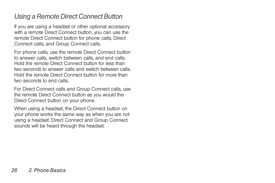 Using a remote direct connect button | Motorola I1 User Manual | Page 36 / 151