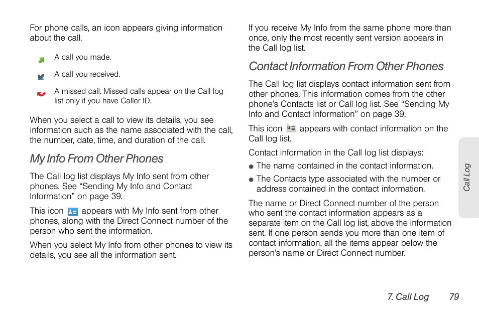 My info from other phones, Contact information from other phones | Motorola I1 User Manual | Page 89 / 151