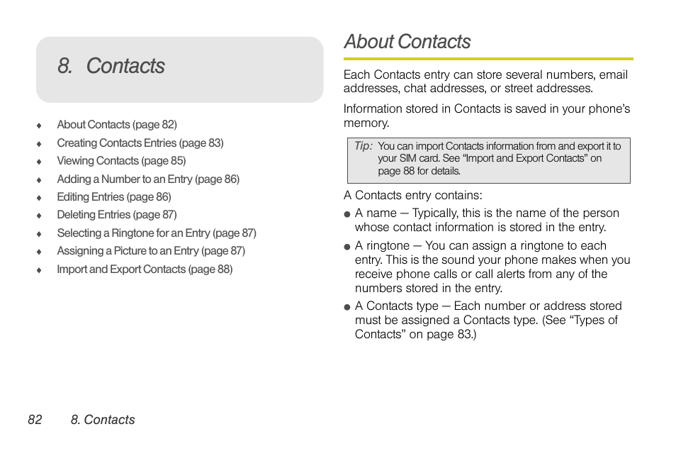 Contacts, About contacts | Motorola I1 User Manual | Page 92 / 151