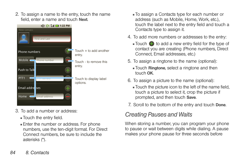 Creating pauses and waits | Motorola I1 User Manual | Page 94 / 151