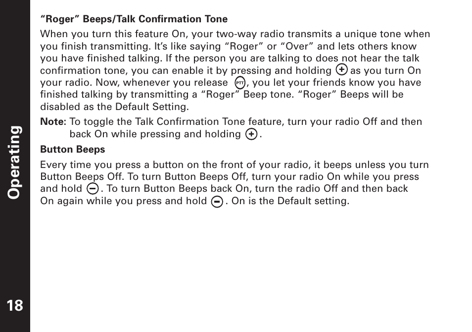 Operating 18 | Motorola T7450 User Manual | Page 19 / 41