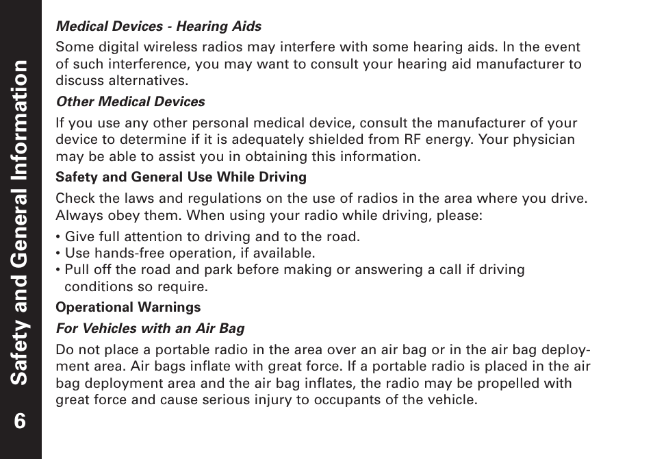 Safety and general infor mation | Motorola T7450 User Manual | Page 7 / 41