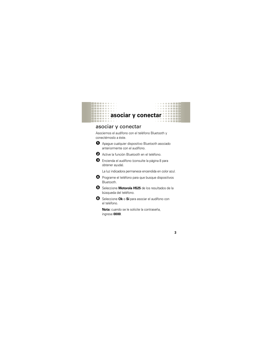 Asociar y conectar | Motorola H525 User Manual | Page 33 / 94