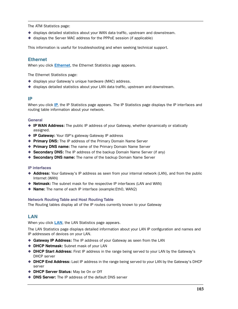 Ethernet, Ethernet ip lan | Motorola Netopia 3397GP User Manual | Page 103 / 254