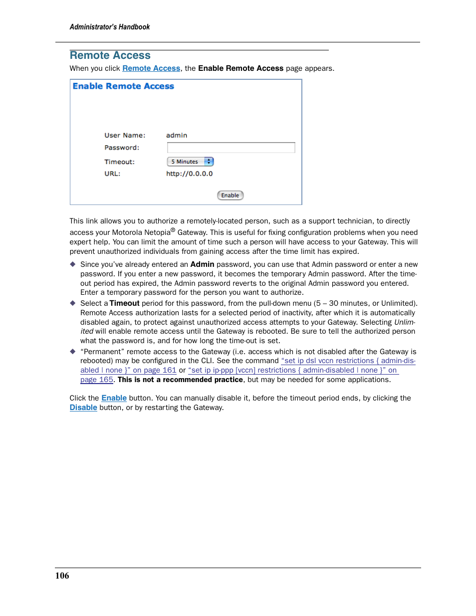 Remote access | Motorola Netopia 3397GP User Manual | Page 106 / 254