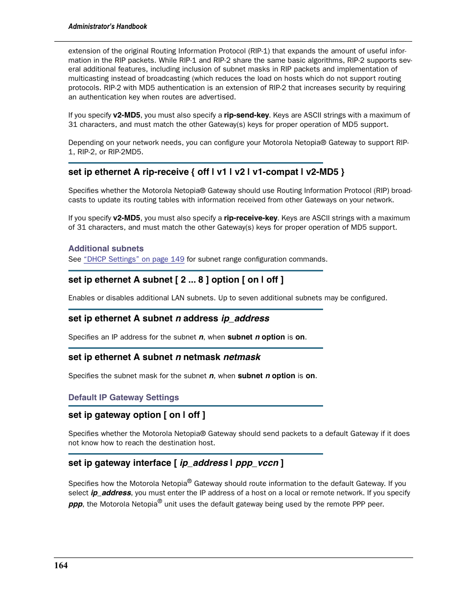 Additional sub | Motorola Netopia 3397GP User Manual | Page 164 / 254