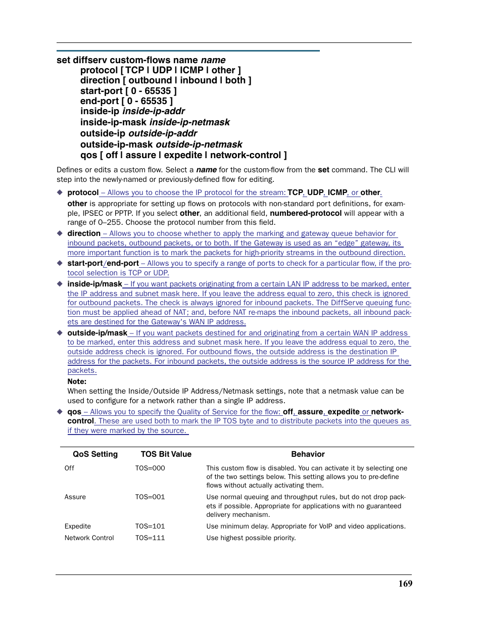 Name, Inside-ip-addr, Inside-ip-netmask | Outside-ip-addr, Outside-ip-netmask | Motorola Netopia 3397GP User Manual | Page 169 / 254
