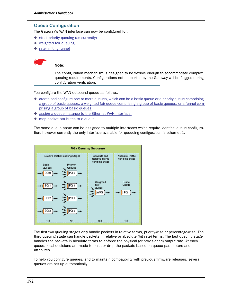 Queue configuration, Queue configuration” on | Motorola Netopia 3397GP User Manual | Page 172 / 254