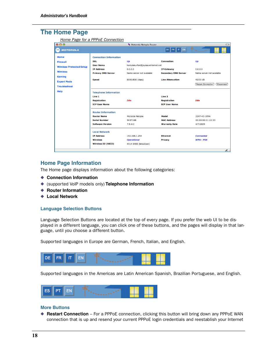 The home page | Motorola Netopia 3397GP User Manual | Page 18 / 254