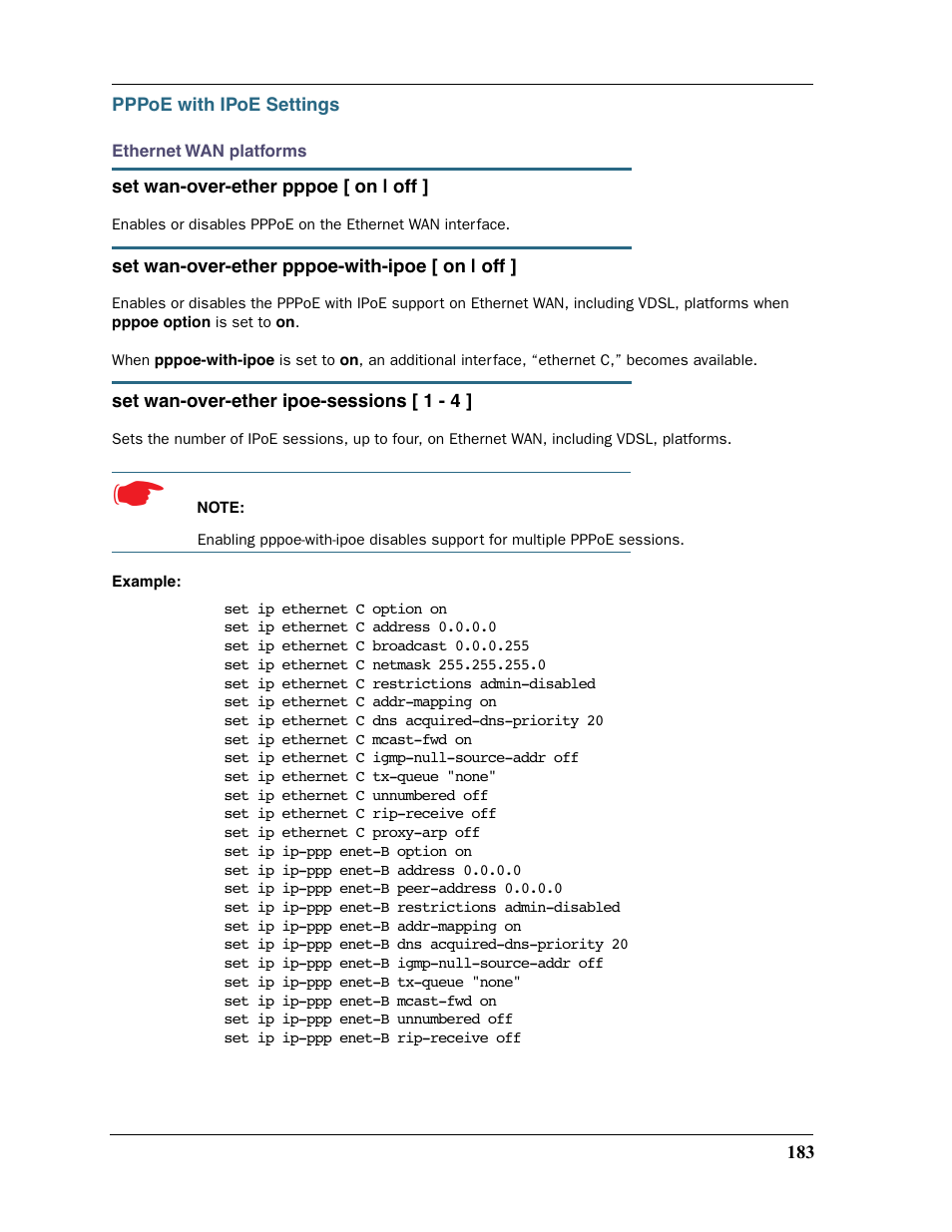 Pppoe with ipoe settings | Motorola Netopia 3397GP User Manual | Page 183 / 254