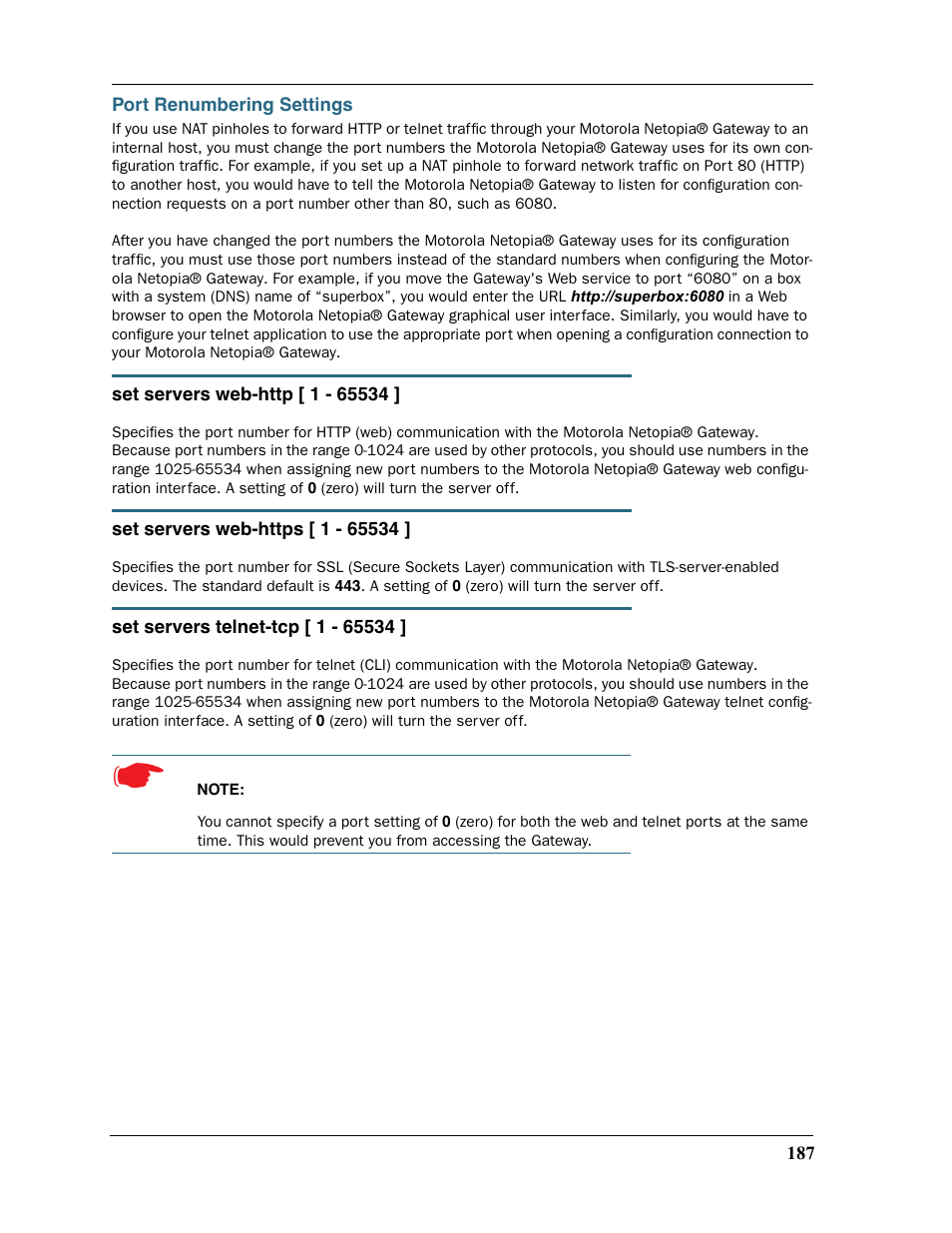 Port renumbering settings | Motorola Netopia 3397GP User Manual | Page 187 / 254