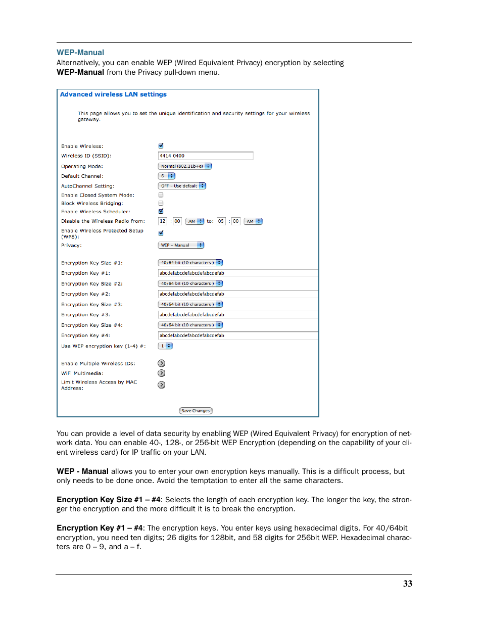 Yption keys. see, Wep-manual | Motorola Netopia 3397GP User Manual | Page 33 / 254