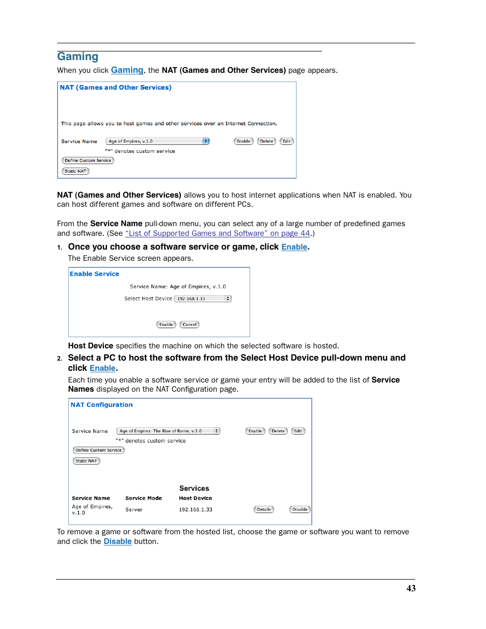 Gaming | Motorola Netopia 3397GP User Manual | Page 43 / 254