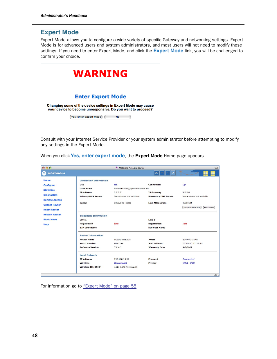 Expert mode | Motorola Netopia 3397GP User Manual | Page 48 / 254