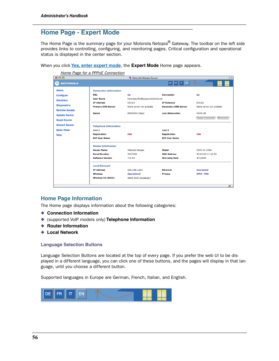 Home page - expert mode | Motorola Netopia 3397GP User Manual | Page 56 / 254