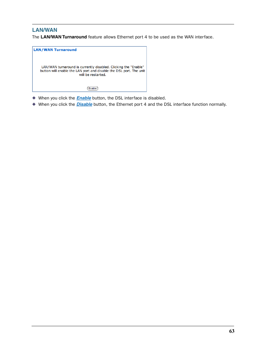 Lan/wan, Ted on all models. see | Motorola Netopia 3397GP User Manual | Page 63 / 254
