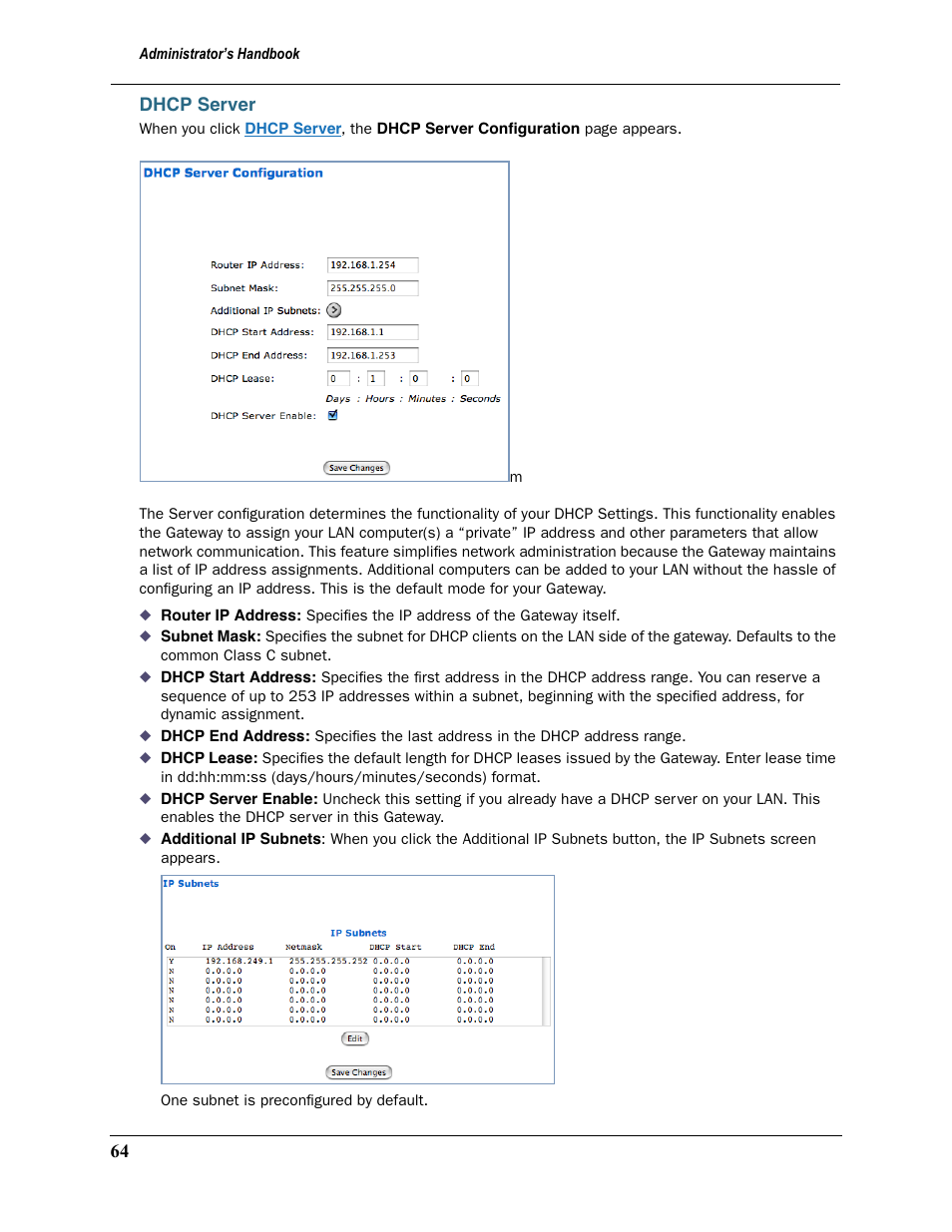 Dhcp server, Dhcp ser ver | Motorola Netopia 3397GP User Manual | Page 64 / 254