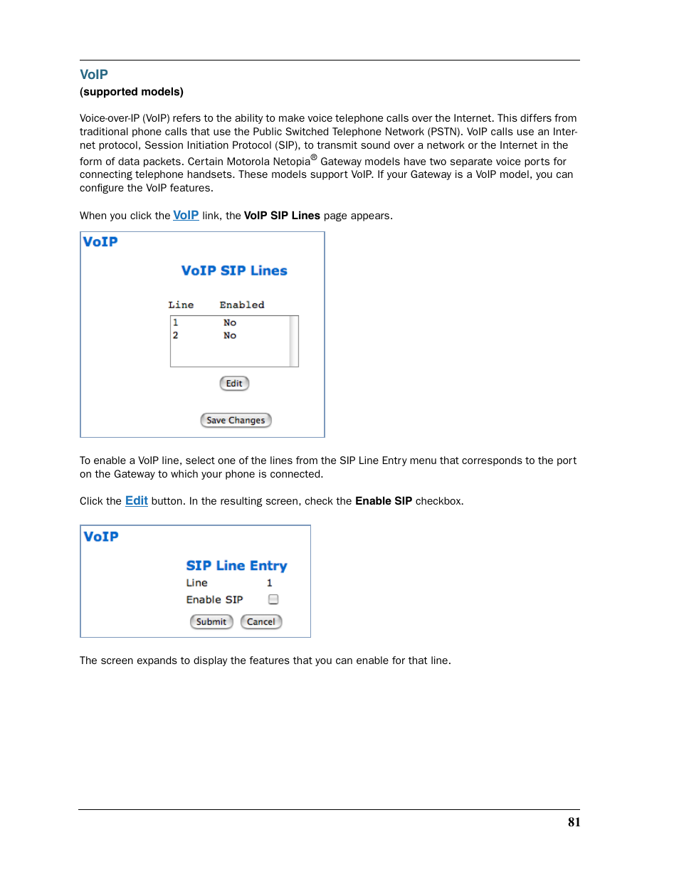 Voip | Motorola Netopia 3397GP User Manual | Page 81 / 254