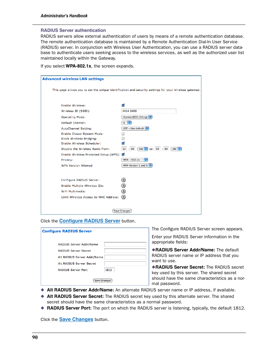 Radius ser ver authentication, Below | Motorola Netopia 3397GP User Manual | Page 90 / 254