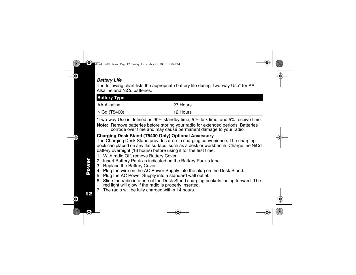 Battery life | Motorola T5300 User Manual | Page 16 / 36