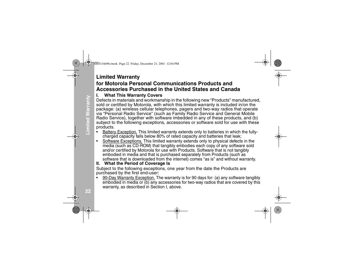 Limited warranty | Motorola T5300 User Manual | Page 26 / 36