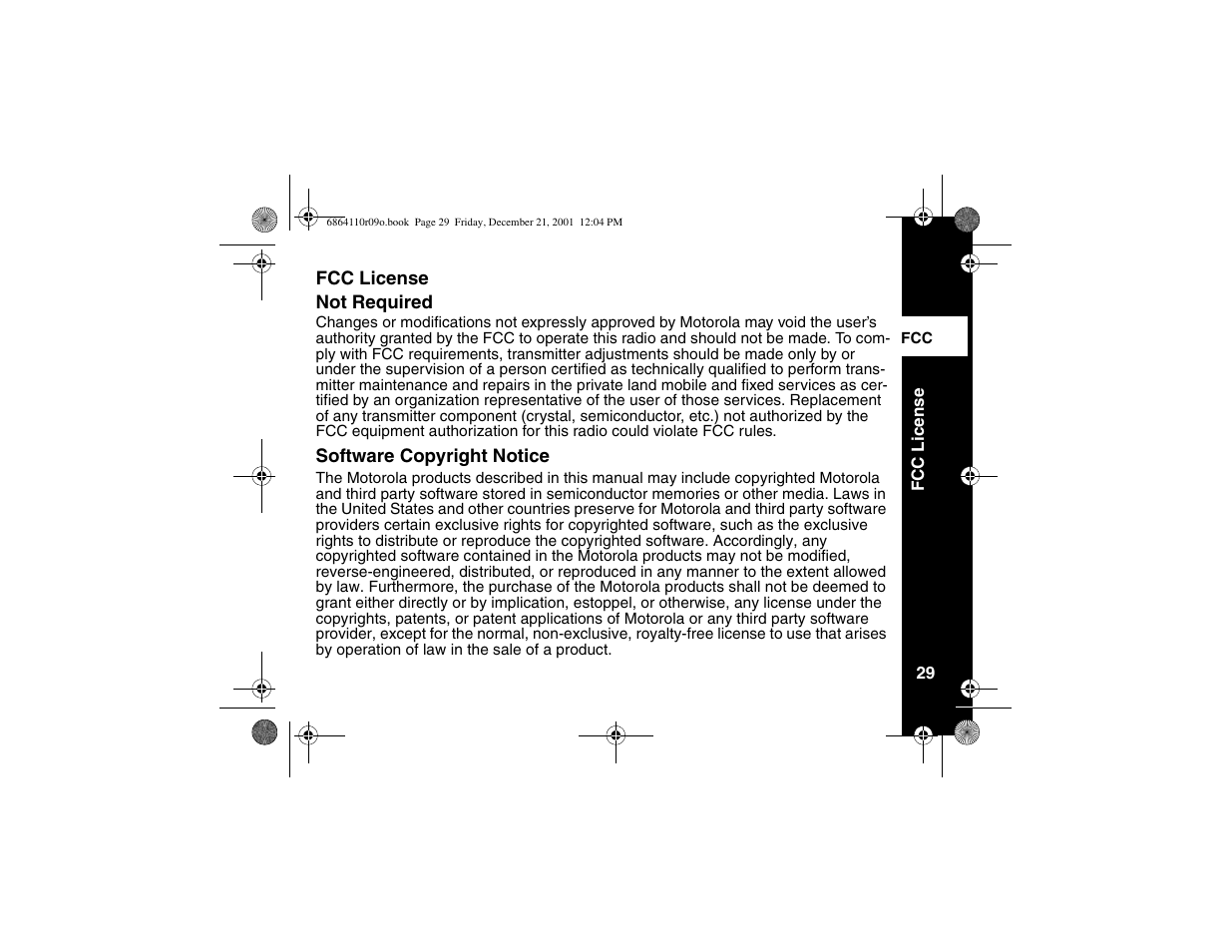 Fcc license | Motorola T5300 User Manual | Page 33 / 36