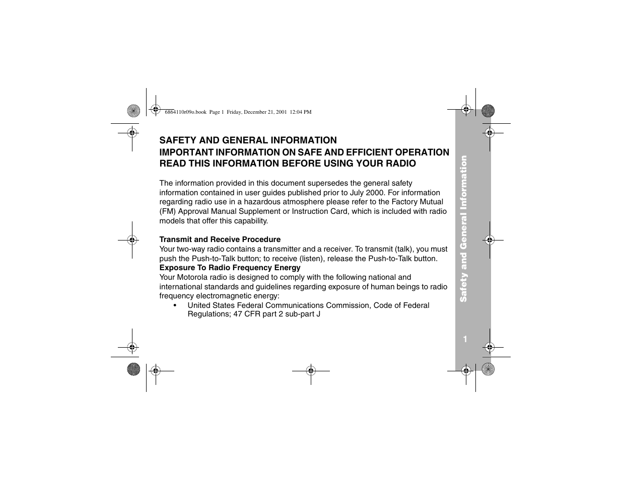 Safety and general info | Motorola T5300 User Manual | Page 5 / 36