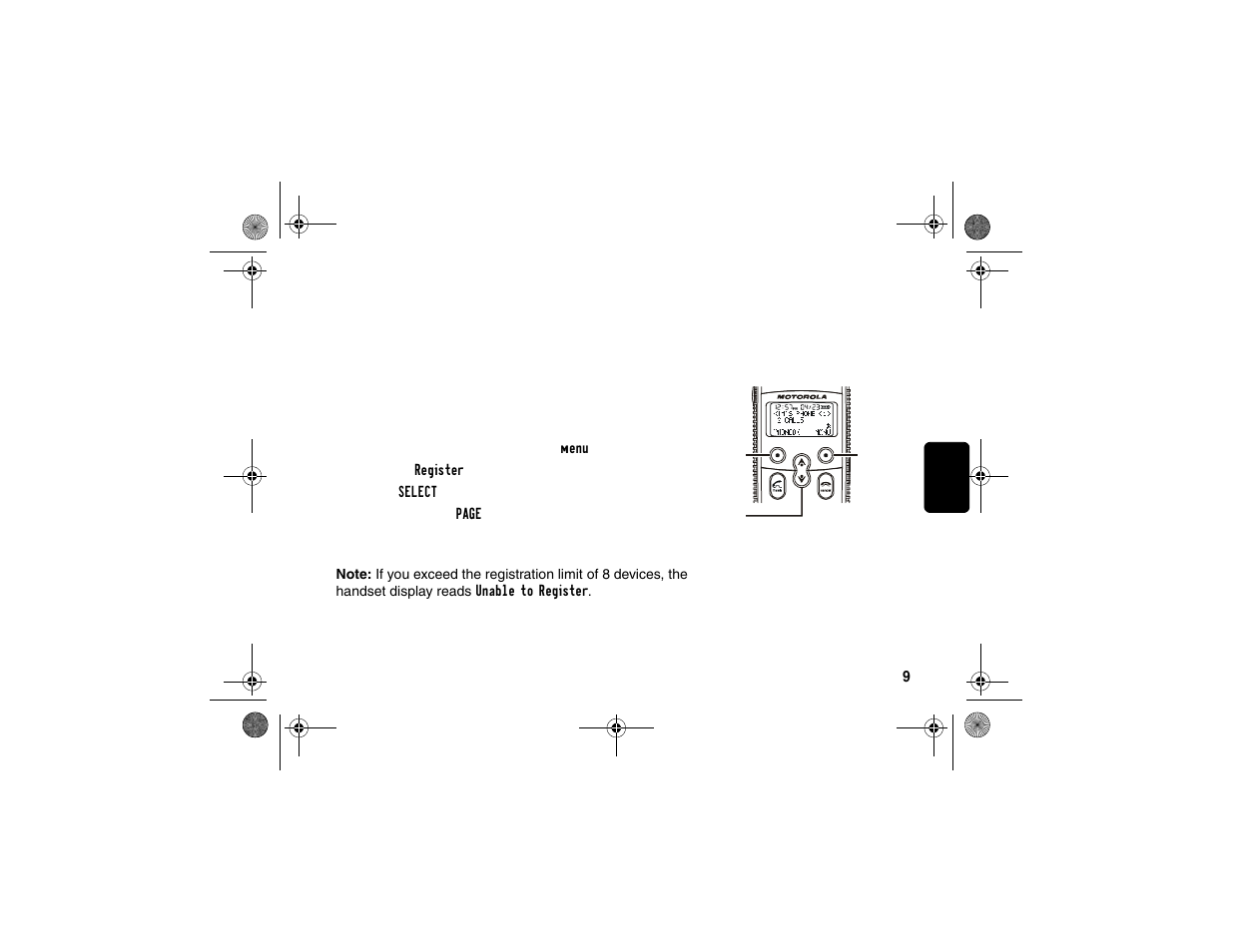 Setting up, Registering your handset | Motorola SD4580 User Manual | Page 22 / 71