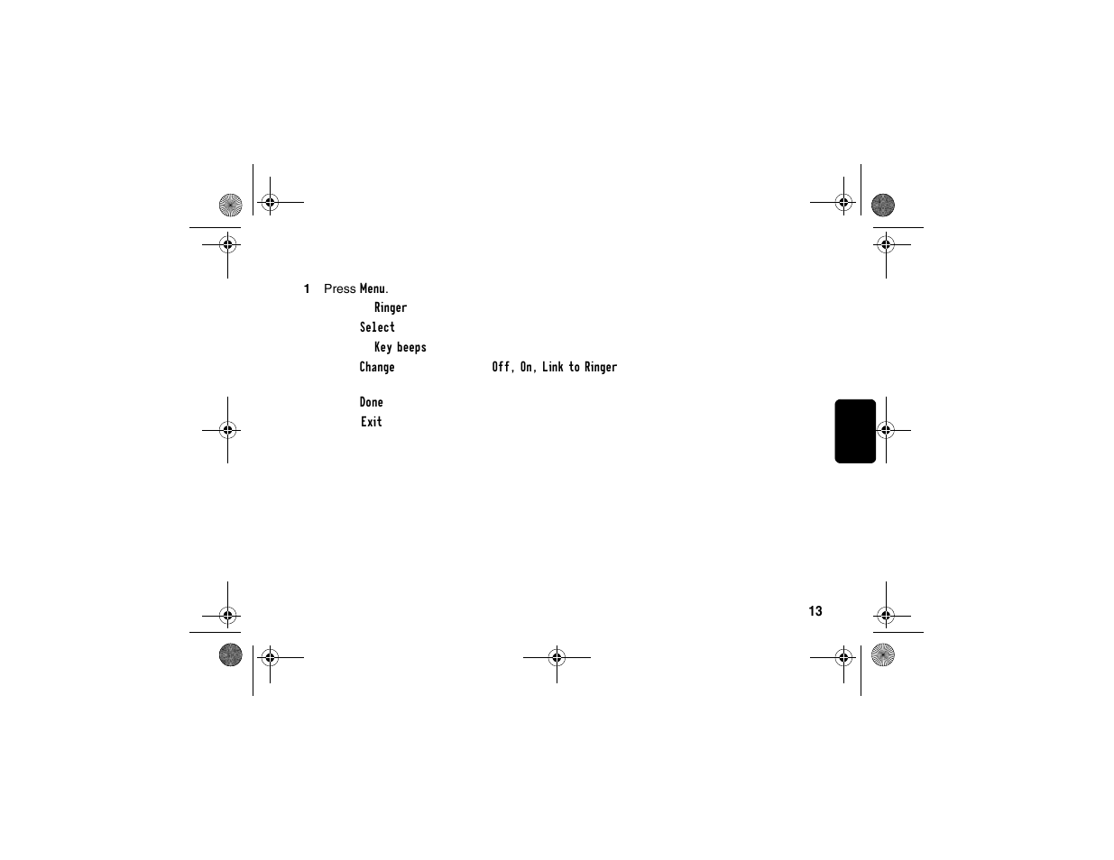 Setting key beeps on or off | Motorola SD4580 User Manual | Page 26 / 71