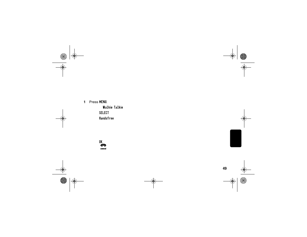 Using the handset as a walkietalkie, Using the handset as a walkie talkie | Motorola SD4580 User Manual | Page 60 / 71