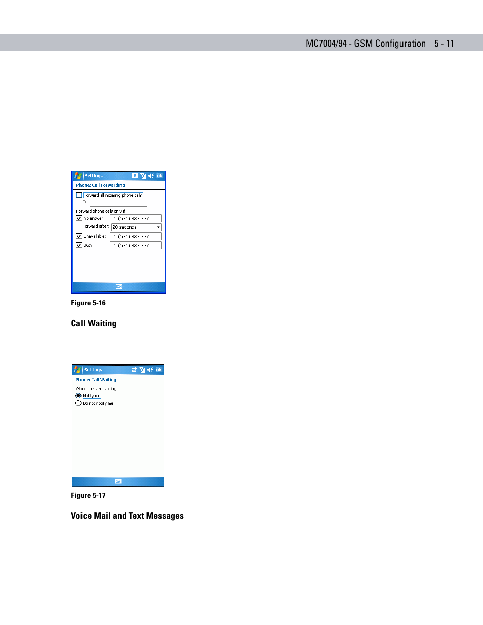 Call waiting, Voice mail and text messages, Is in use | Motorola ENTERPRISE DIGITAL ASSISTANT MC70 User Manual | Page 101 / 208