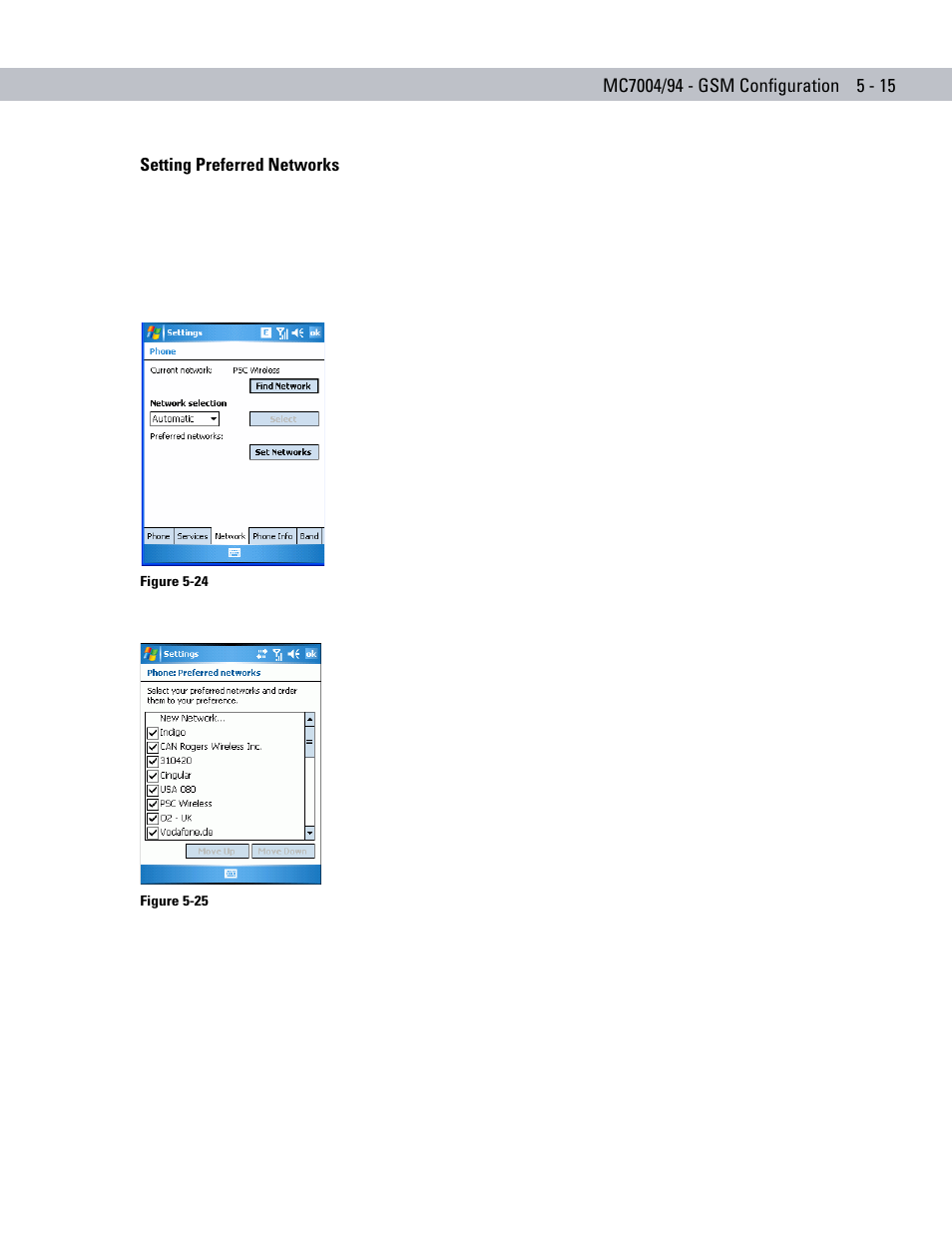 Setting preferred networks | Motorola ENTERPRISE DIGITAL ASSISTANT MC70 User Manual | Page 105 / 208