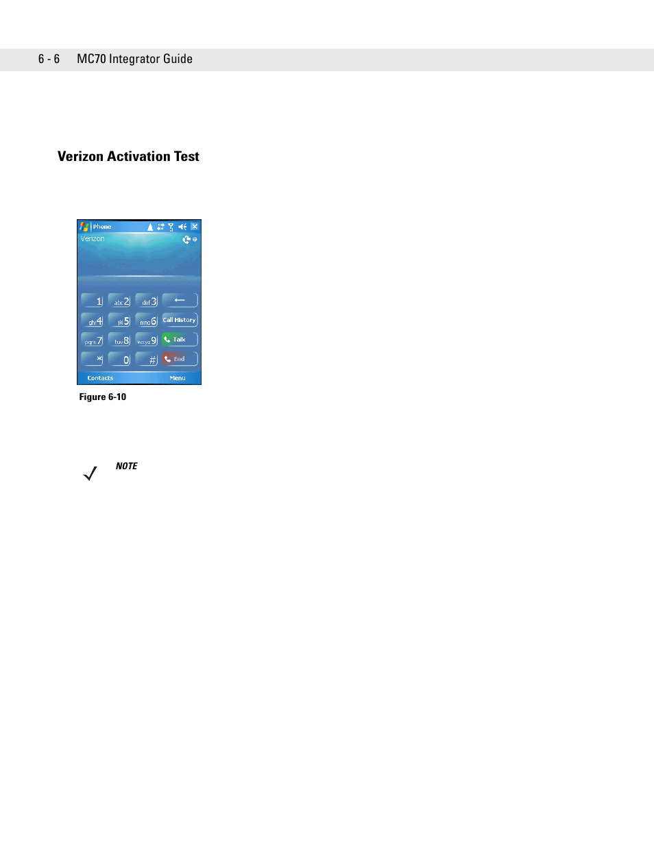 Verizon activation test, Verizon activation test -6 | Motorola ENTERPRISE DIGITAL ASSISTANT MC70 User Manual | Page 114 / 208