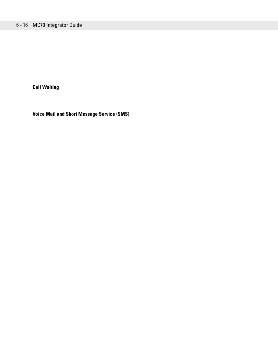 Call waiting, Voice mail and short message service (sms) | Motorola ENTERPRISE DIGITAL ASSISTANT MC70 User Manual | Page 124 / 208