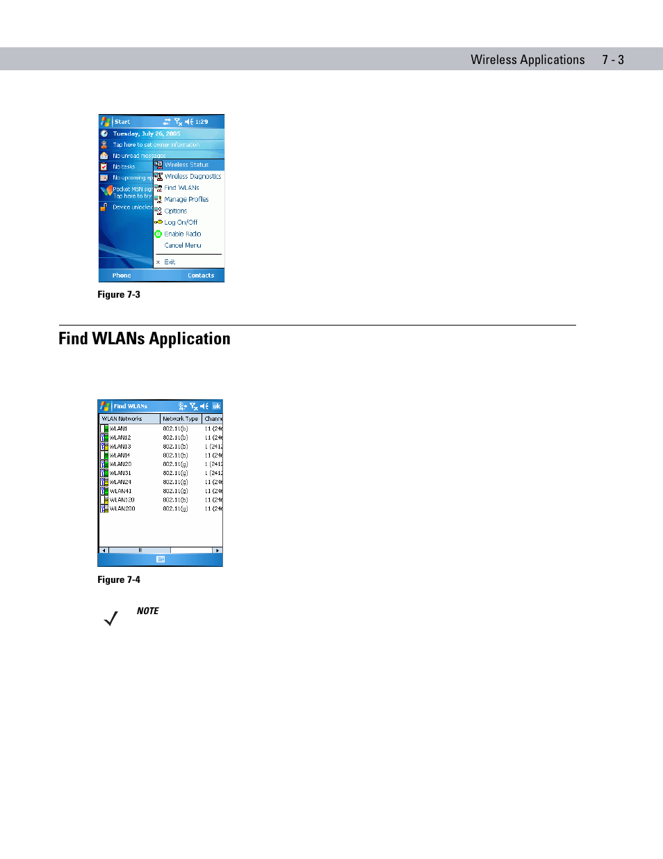 Find wlans application, Find wlans application -3 | Motorola ENTERPRISE DIGITAL ASSISTANT MC70 User Manual | Page 127 / 208