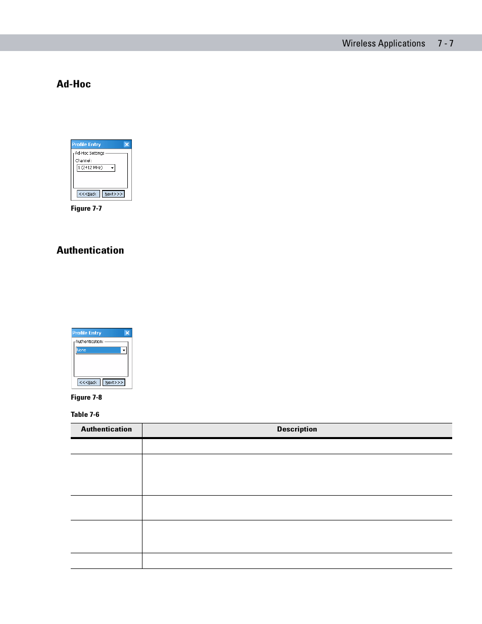 Ad-hoc, Authentication, Ad-hoc -7 authentication -7 | Motorola ENTERPRISE DIGITAL ASSISTANT MC70 User Manual | Page 131 / 208