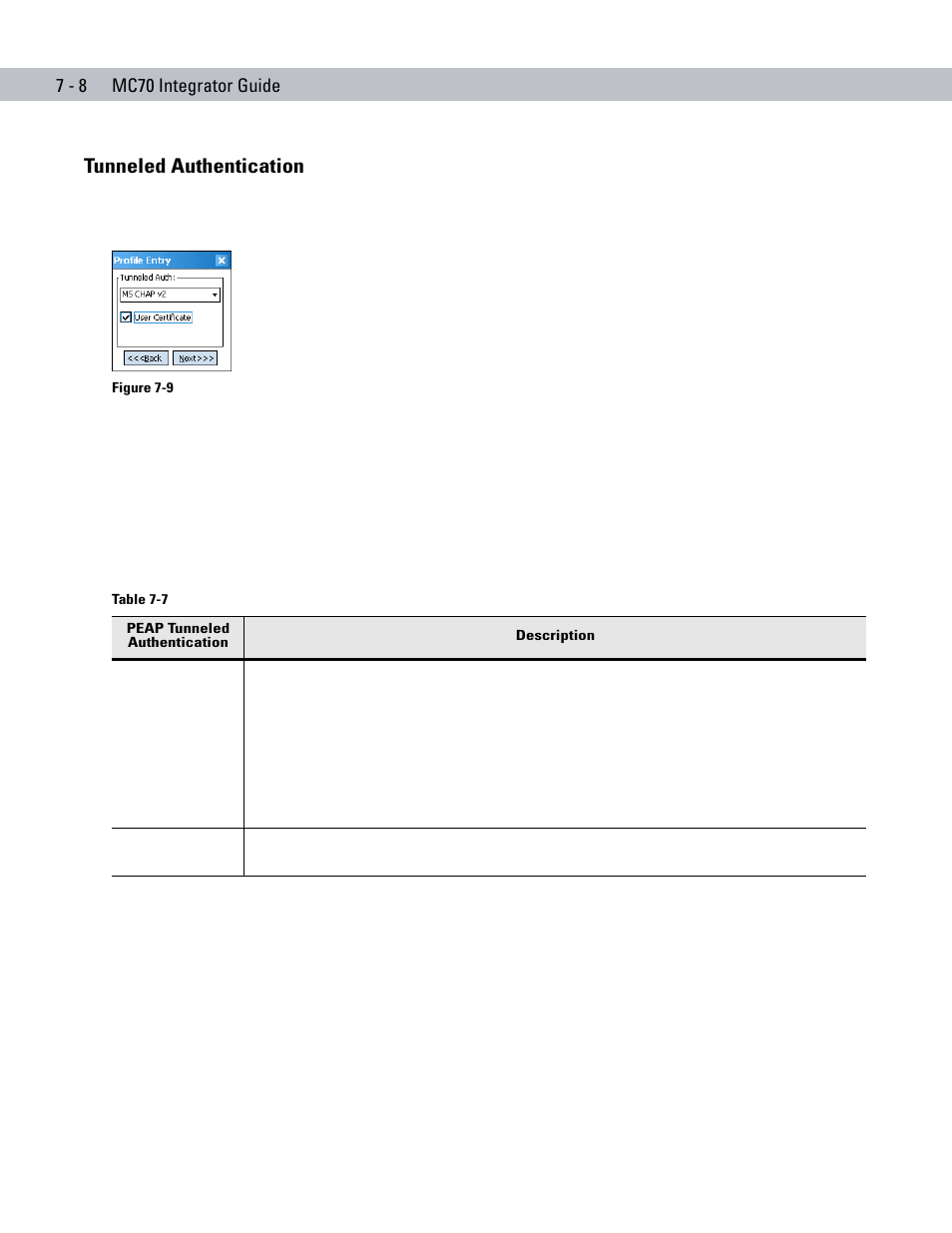 Tunneled authentication, Tunneled authentication -8 | Motorola ENTERPRISE DIGITAL ASSISTANT MC70 User Manual | Page 132 / 208